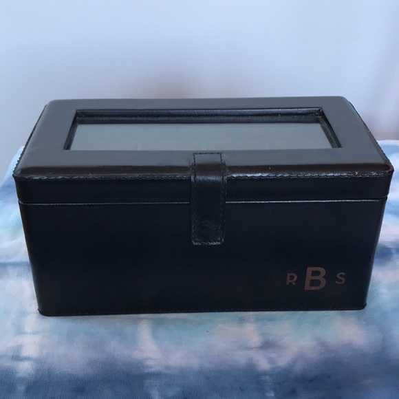 4 Slot Watch Jewelry Box Black Leather - Picture 9 of 9